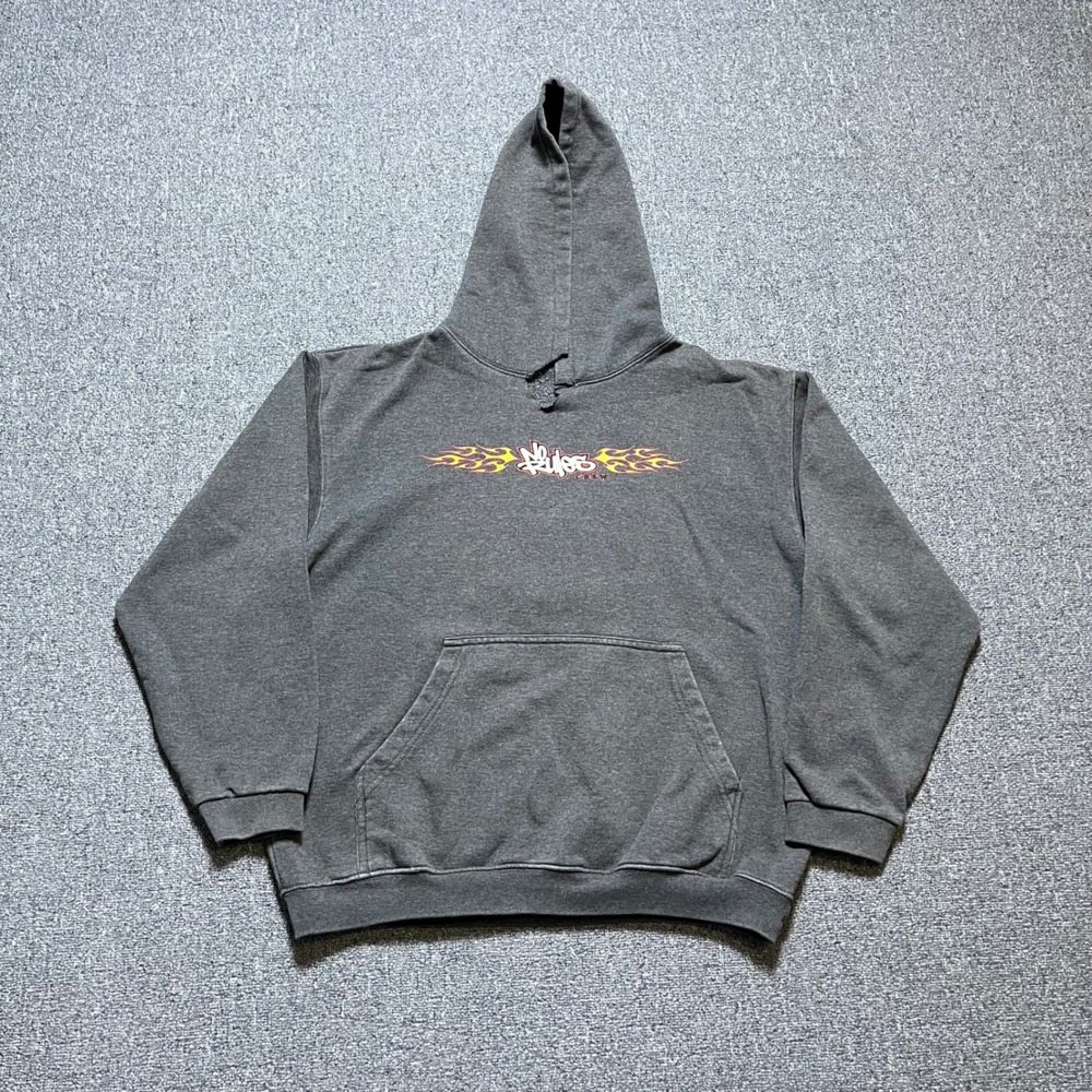 Vintage‎ No Rules Hoodie XL Grey Skateboard Flame Y2K Skate 90s Streetwear